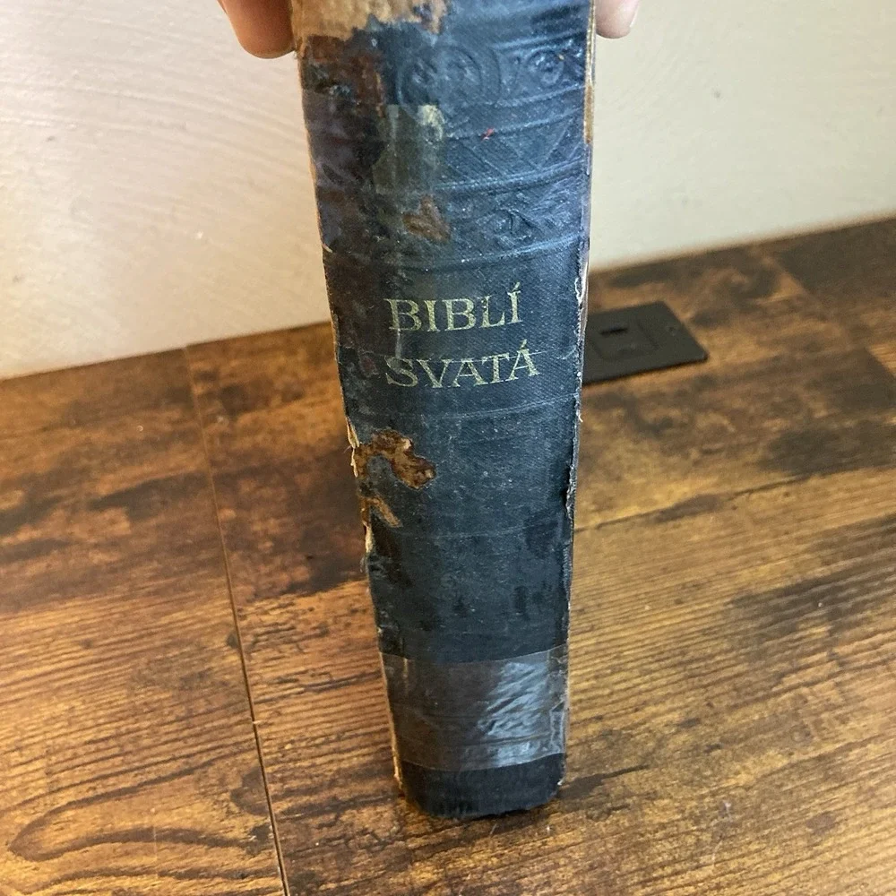 Antique Czech Bible 1909 Prague Kralice Biblí Svatá Vtg HC See Condition‎